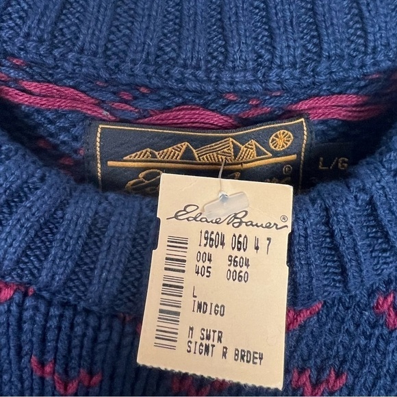 Eddie Bauer Vintage Indigo Blue Knit Sweater NWT Large - Picture 8 of 9